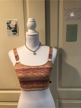 aerie Multicolor Ribbed Crop Tank in Warm Berry Blend